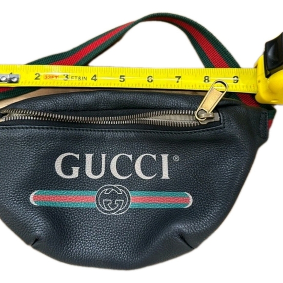 GUCCI Printed (Unisex) Black Leather Belt / Waist Bag with COA - Picture 16 of 16